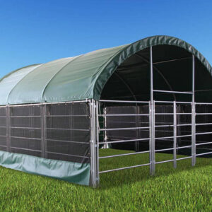 20ft x 20ft x 12ft Livestock Shelter with net sides (Green)
